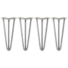 Image of 4 x Hairpin Legs / Hair Pin Set Furniture Desk Table 12" 3 Prong 12mm Raw Steel