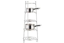 Image of SAUCEPAN STAND 5 TIER CHROME POT FRYING PAN STORAGE RACK HOLDER KITCHEN RACK