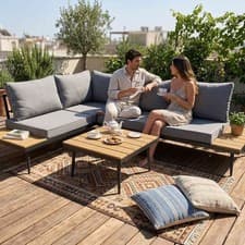 Image of BIRCHTREE Garden Furniture Set 3-Seater with Coffee Table 3 Pieces 2 Seater Sofa