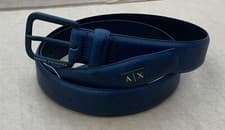 Image of Armani Exchange Mens 3cm Leather Belt Navy 80cm (fits 28”) New RRP £85