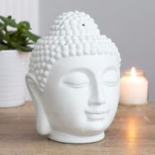 Image of Stunning White Ceramic Buddha Head Unique Oil Burner - PK-1