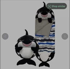 Image of Happy Nappers Black Shark Sleeping Bag Medium
