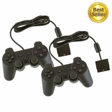 Image of 2PCS For PlayStation 2 PS2 Black Wired Game Controller Gamepad Joypad UK STOCK