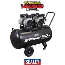 Image of Sealey SAC10001S 100L Oil Free Low Noise Direct Drive Air Compressor 2 x 2hp