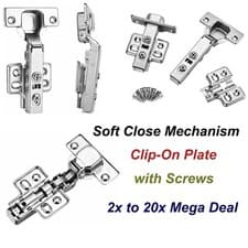 Image of 2x-20x 35MM Kitchen Cabinet Cupboard Door Hinges Soft Close Euro Plate Screws