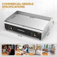 Image of 14/22/30" Electric Griddle Countertop Hot Plate Bacon Grill Kitchen Commercial