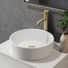 Image of Matt White Round Countertop Basin 388mm - Alaska ALASKAMW388