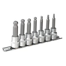 Image of Sealey Ak621 Hex Ball-End Socket Bit Set 7Pc Metric 3/8Sq Drive 62Mm