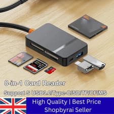 Image of Memory Card Reader 8 in 1 USB 3.0 and USB-C to SD Micro SD MS CF Card Reader