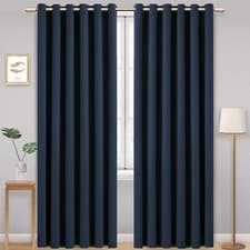 Image of Thick Thermal Blackout Curtains Eyelet Ring Top Ready Made Pair Curtain Panel