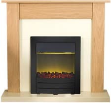 Image of Adam Southwold Fireplace Suite in Oak with Colorado Electric Fire in Black, 4...