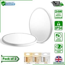 Image of 24W LED Flush Mount Ceiling Light - Round, Ultra Slim, 3 Colours IP44 Waterproof