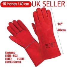 Image of Welding Gloves Heat Resistant BBQ/Oven/MIG/TIG Welder Welder Gauntlets XL