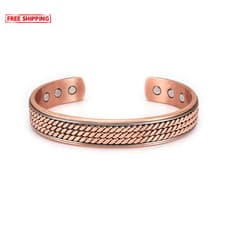 Image of Twisted Pure Copper Bracelets Men 12Mm Health Energy Magnetic Bangles Benefits A