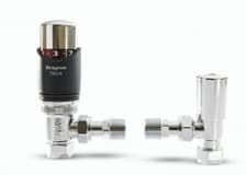 Image of Drayton 0705210 TRV4 Anthracite 15mm Angled Valve with Lockshield