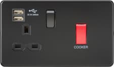 Image of 45A DP Switch & 13A Switched Socket with Dual USB Charger 2.4A - Matt Black