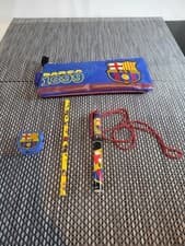 Image of OFFICIAL Embroided Barcelona FC Pencil Case & Stationary Brand New FCB Licensed