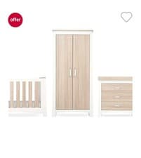 Image of CuddleCo Ada 3 Piece Nursery Furniture Set – White and Ash Brand New