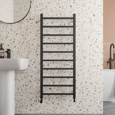Image of Bathroom Square Bar Heated Towel Rail Radiator Rads Ladder Matt Black