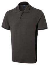 Image of Men's Tipped Collar Polo Shirt Charcoal Grey Black Size XS- 4XL Academy T-Shirt