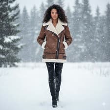 Image of Women Sheepskin Nappa Leather B3 Aviator Jacket Shearling Bodywarmer Winter Coat