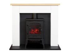 Image of Adam Chester Fireplace Pure White + Ripon Electric Stove Black, 39"