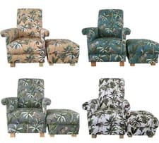 Image of Fryetts Monkeys Fabric Adult Chair & Footstool Armchair Jungle Animals Accent