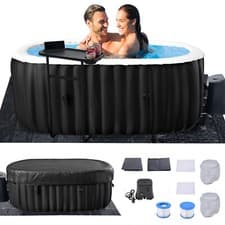 Image of SLSY Hot Tub 75"LX47"WX25"H Inflatable Hot Tub 2 Person Portable Blow Up Hot Tub