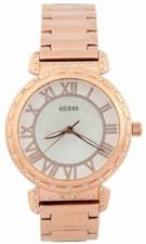 Image of Guess Ladies Watch Rose Gold White Beautiful Design UK Stock W0831L2