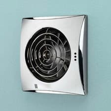Image of Hush Chrome Wall Mounted Bathroom Fan with Timer & Humidity Sensor | 33200