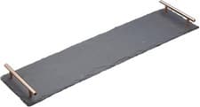 Image of Artesà Slate Serving Platter Tray with Copper Finish Handles,  60 x 15 cm, Black