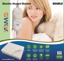 Image of AIMS Electric Heated Blanket Under Bed Luxury Washable Fleece Gift Comfort Box