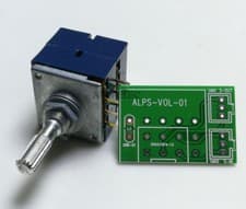 Image of Japan ALPS RK27 Dual-Unit Knurled Shaft LOG Stereo Volume Potentiometer + PCB