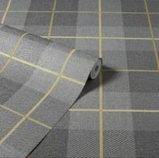 Image of Arthouse Heritage Tartan Check Textured Ochre/Grey 299000 Wallpaper