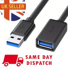 Image of PRO USB 3.0 22AWG High Speed Cable EXTENSION Lead A Male to Female Socket UK