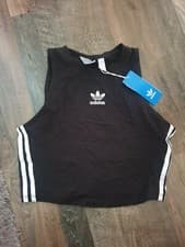 Image of Adidas Black Crop Tank Top Size 14 Bnwt