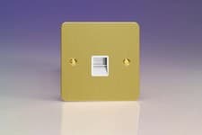 Image of Telephone Socket Brass Extension Ultraflat Brushed + White Insert Varilight