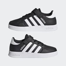 Image of Adidas Breaknet Kids/Women Size 2UK Casual Trainers Black Faux Leather FZ0105