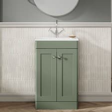 Image of Nuie Classique Floor Standing 2-Door Vanity Unit with Basin-2 500mm Wide - Satin