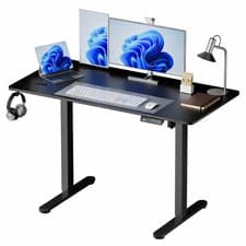 Image of Height-adjustable desk, standing desk, office desk, PC desk, desk frame