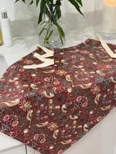 Image of William Morris Red Strawberry Thief Cotton Drill Floral Apron, UK Printed & Made
