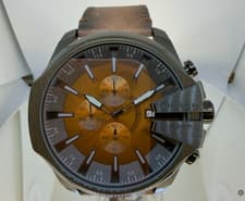 Image of 2026 Brand New Diesel Mega Chief Mens Black Brown Leather Fashion Watch DZ4692