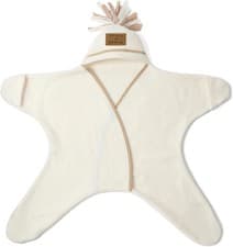 Image of Clair de Lune Star Fleece Baby Wrap Blanket (0-6 Months) - 0-6 Months, Cream