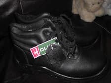 Image of WORK BOOTS STEEL TOE SIZE 10 BLACK PADDED ANKLE