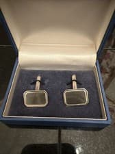 Image of CARRS of SHEFFIELD - Plain Sterling Silver 925 Rectangular Cufflinks