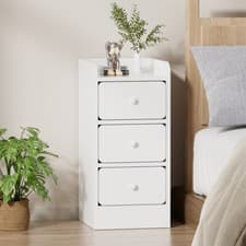 Image of 3 Drawer Wood Bedroom Bedside Cabinet Furniture Storage Nightstand Side Table
