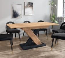 Image of Modern Dining Table Extendable 120-160cm Oak & Concrete Effect Enzo 01