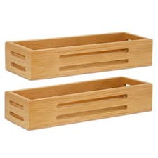 Image of Bamboo Spice Rack Organiser without Drilling, 2 Packs Spice Rack Wall Mounted