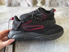 Image of HUGO BOSS LEON RUNNER TRAINERS BLACK/RED TRAINERS MENS SIZE UK7 EUR41 GENUINE