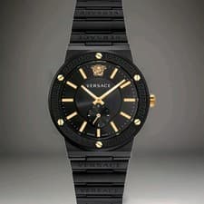 Image of Versace VEVI00620 Greca Logo black Stainless Steel Men's Watch NEW